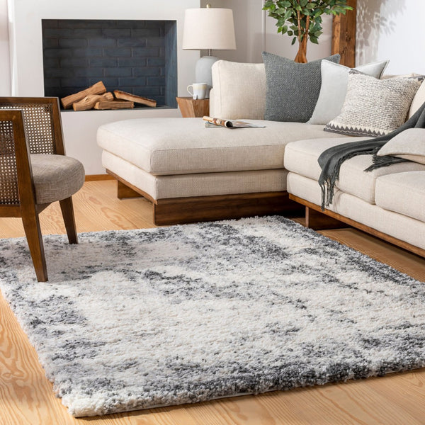 Livabliss Eskimo Shag Plush Polypropylene Runner Rug for Hallways and Modern Interiors Black, Cream 5'3" x 7' ESG2311-537