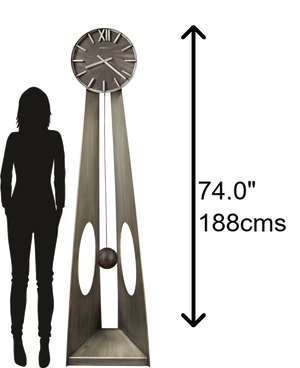 Hekman Furniture 615114 Exquisite Aged Silver Metal Grandfather Clock - Unique Sculptural Design For Home Decor  Odie Grandfather Clock 615114