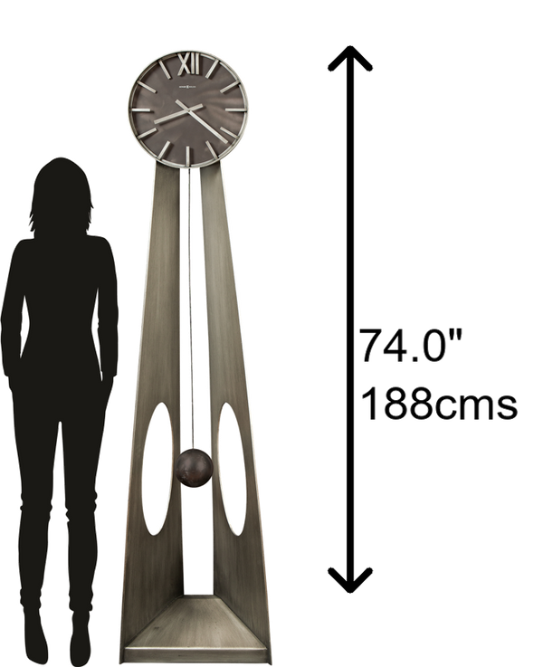 Hekman Furniture 615114 Exquisite Aged Silver Metal Grandfather Clock - Unique Sculptural Design For Home Decor  Odie Grandfather Clock 615114