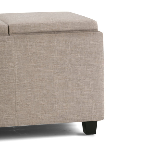 English Elm Avalon Storage Ottoman – Versatile Natural Linen-Look Design With Hidden Storage & Serving Trays B136P159918