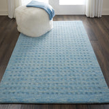 Nourison Perris PERR1 Handmade Woven No Border Indoor Only Contemporary  Rug Sky Blue, Blue 100% Wool 99446226563