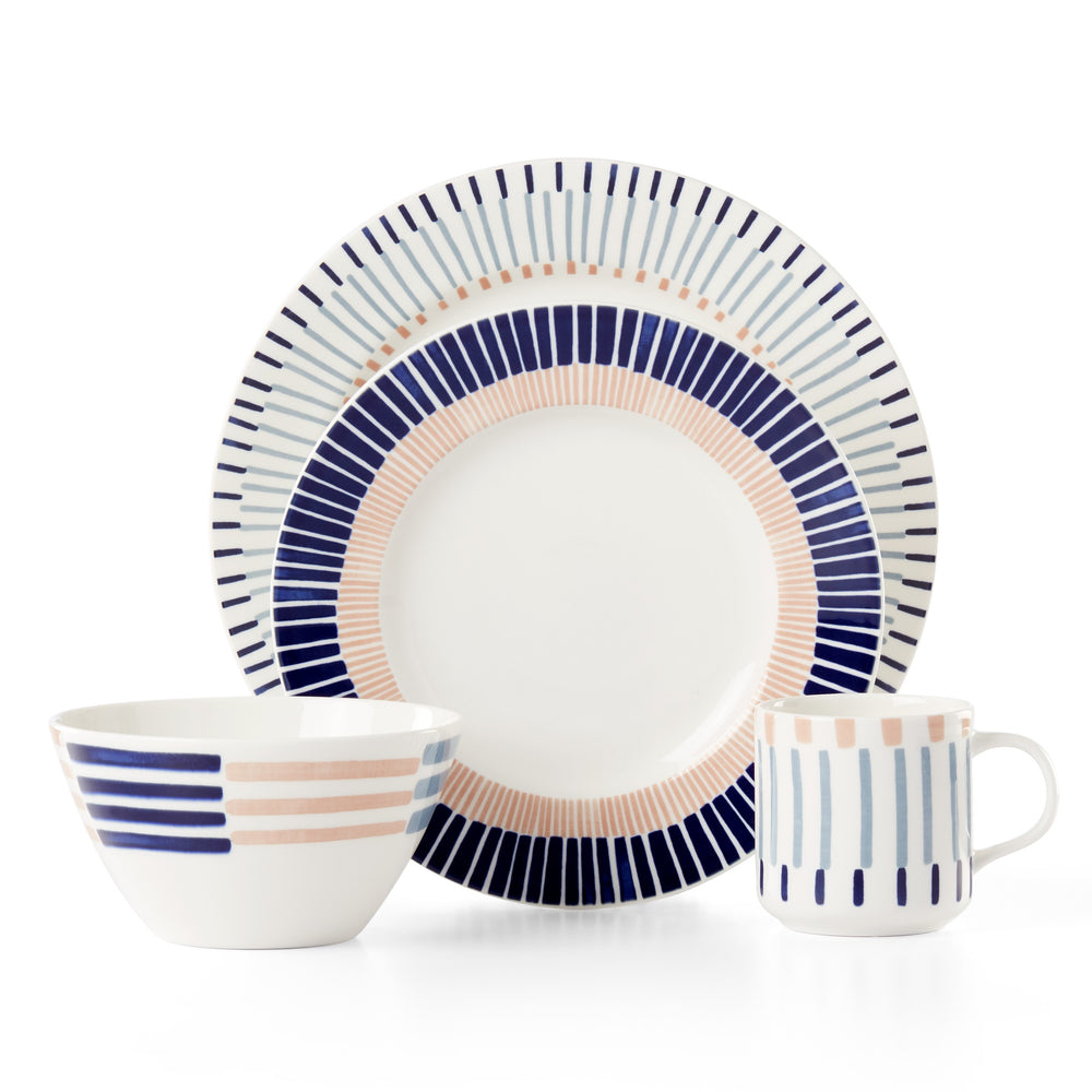 Lenox Kate Spade Brook Lane 4-Piece Place Setting Blue, WHITE PORCELAIN 890795