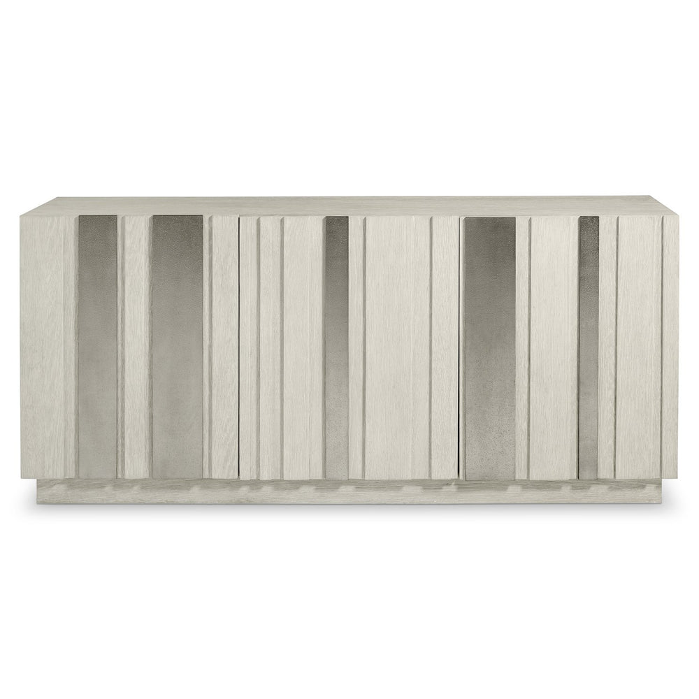 Bernhardt Bernhardt Tempo Buffet With Wire‑Brushed Oak & Sandblasted Aluminum Overlays, Soft‑Close Storage 346132