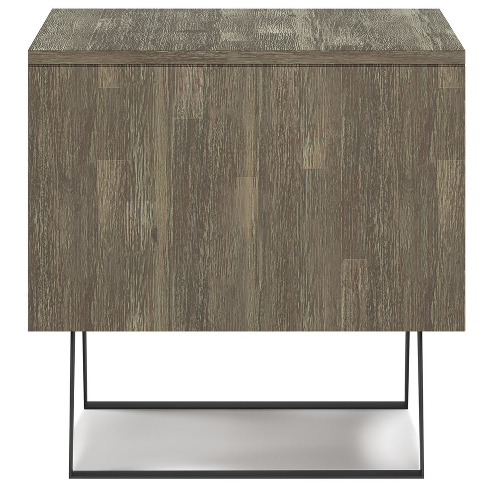 English Elm Lowry End Table - Handcrafted Distressed Grey Acacia & Metal, Modern-Industrial Design For Versatile Use B136P158849