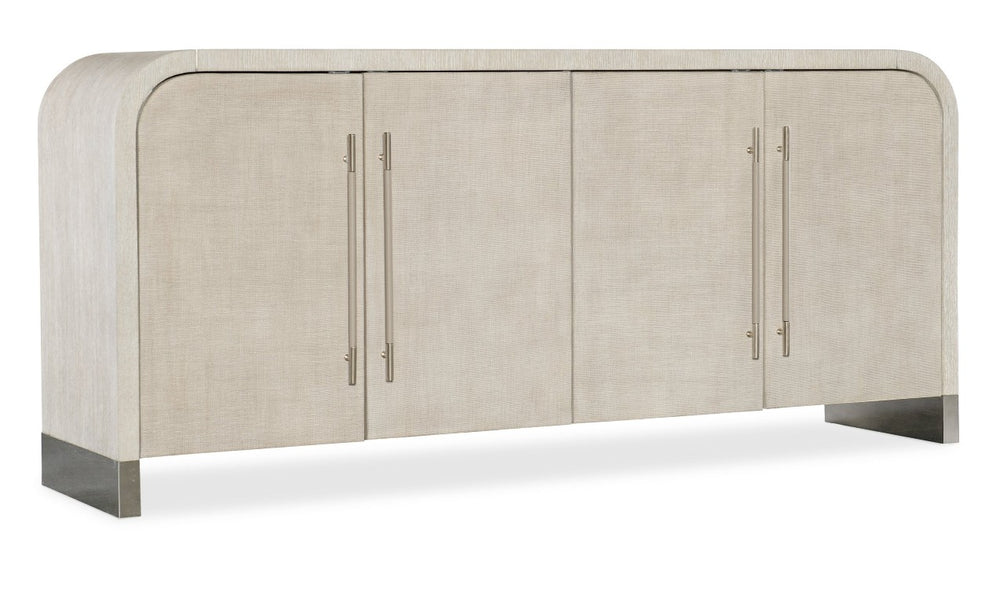 Hooker Furniture Modern Mood Buffet With Raffia-Wrapped Doors, Quartered Oak Veneers, Integrated Power & Soft-Close Storage Light Brown 6850-75900-80