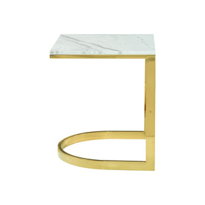 Bernhardt Bernhardt Jazz White Marble End Table With Polished Brass Semicircular Base — Art Deco Flair, 22" 471121