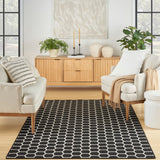 Nourison Reversible Indoor Outdoor RVB01 Machine Made Loom-woven Borderless Design Indoor/Outdoor Modern Outdoor Rug Black, Black 89% Polypropylene,11% Polyester 99446973917