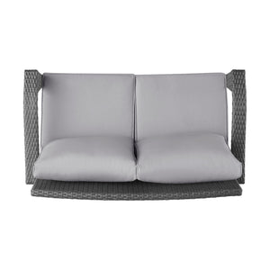 English Elm Christopher Knight Home® - HONOLULU Loveseat Grey Silver PE Rattan Patio Sofa with Iron Frame, Waterproof Cushions, Compact 44.25"L 52919.00IRNGRY