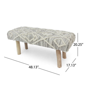 English Elm Christopher Knight Home® - Eucalyptus Wood Bench - Handcrafted Boho Upholstered Seating For Entryway, Hallway & Bedroom Decor 66418.00IVR