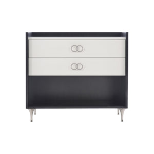 Bernhardt Bernhardt Glamorous Two-Tone Nightstand With Floating Soft-Close Drawers, Usb Charging Port Eggshell; Onyx 34" W x 19" D x 30.13" H 307229