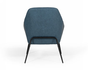 VIG Furniture Esteban Blue Eco-Leather Accent Chair With Black Metal Frame, Industrial Stitch Detail, 28" W VGBNEC-068-BLU