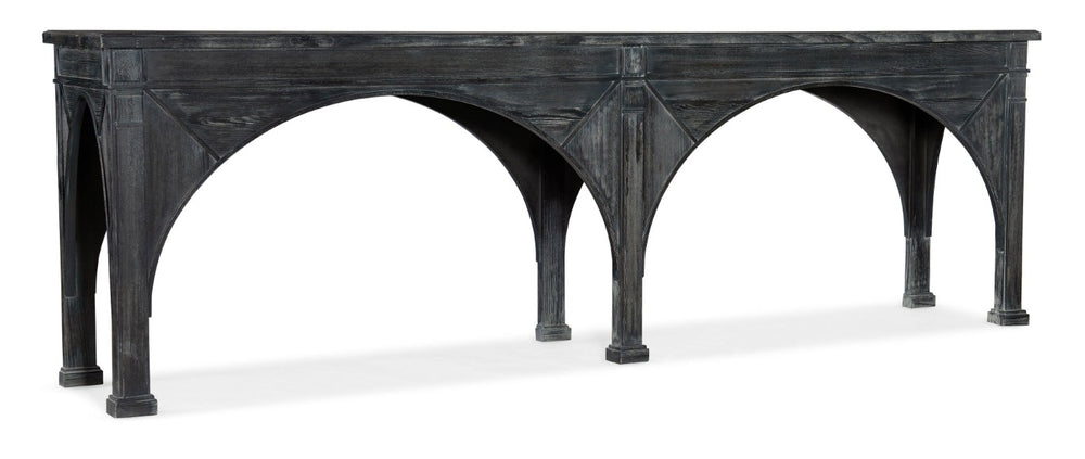 Hooker Furniture Melange Rustic Pine Console Table With Dark Charcoal Distressed Finish — Vintage Urban Statement 628-85150-95