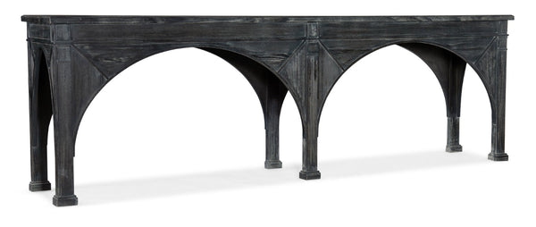 Hooker Furniture Melange Rustic Pine Console Table With Dark Charcoal Distressed Finish — Vintage Urban Statement 628-85150-95