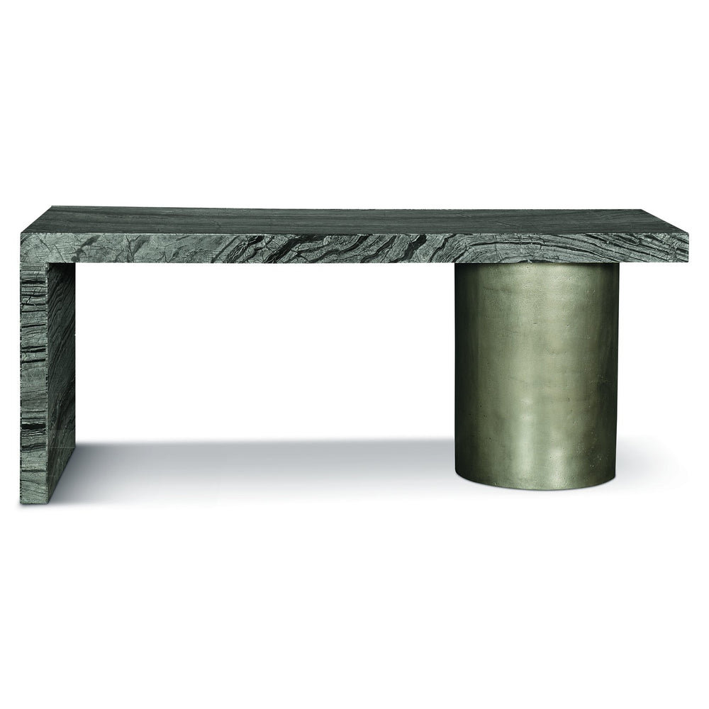 Bernhardt Bernhardt Sculptural Linea Desk With Black Forest Marble Top & Textured Graphite Pedestal, 72" K1100