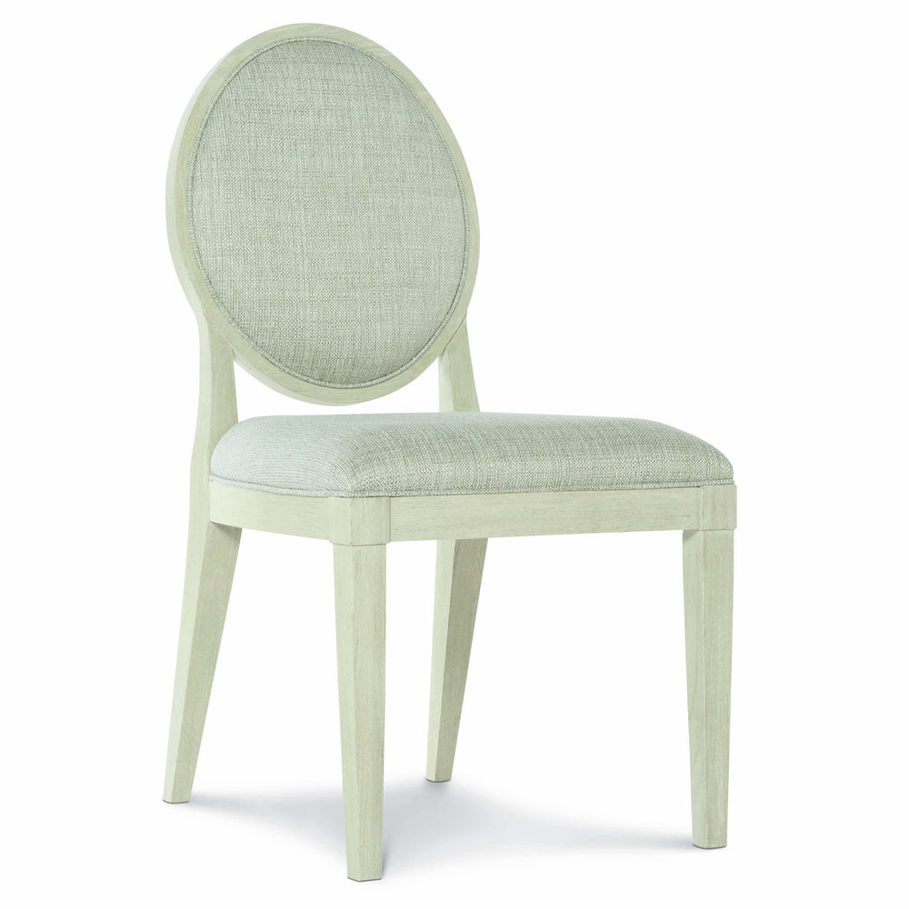 Bernhardt Bernhardt East Hampton Oval Back Side Chair In Muted Gray Upholstery, Cerused Linen Ash Finish 395561