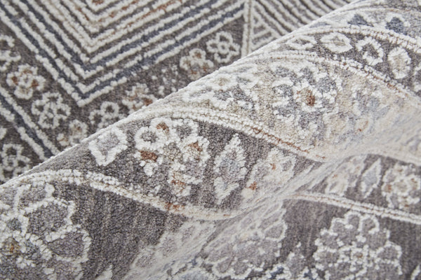 Feizy Rugs Francisco Southwestern-inspired Machine Made Medallion Rug - Durable Geometric Design For Any Space Ivory,Gray Polyester,Polypropylene Fra39gdfivychli1c