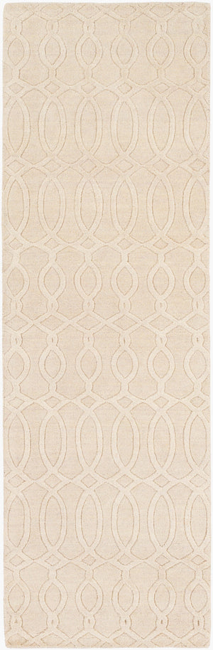 Surya Etching 2'6" X 8' Handmade Wool Rug – Modern Decor Gem, Hand Loomed Elegance With Medium Pile Beige Wool Etc4983-268