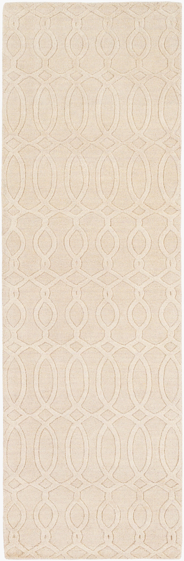 Surya Etching 2'6" X 8' Handmade Wool Rug – Modern Decor Gem, Hand Loomed Elegance With Medium Pile Beige Wool Etc4983-268