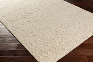 Surya Etching 2'6" X 8' Handmade Wool Rug – Modern Decor Gem, Hand Loomed Elegance With Medium Pile Beige Wool Etc4983-268