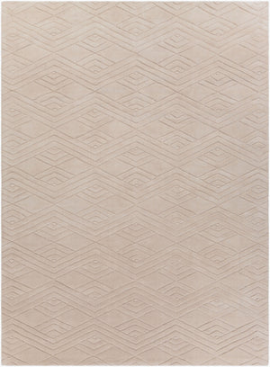 Surya Etching 2'6" X 8' Handmade Wool Rug – Modern Decor Gem, Hand Loomed Elegance With Medium Pile Light Beige Wool Etc5001-811