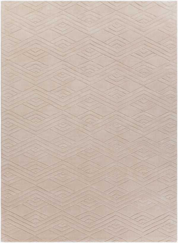 Surya Etching 2'6" X 8' Handmade Wool Rug – Modern Decor Gem, Hand Loomed Elegance With Medium Pile Light Beige Wool Etc5001-811