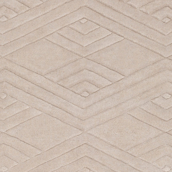 Surya Etching 2'6" X 8' Handmade Wool Rug – Modern Decor Gem, Hand Loomed Elegance With Medium Pile Light Beige Wool Etc5001-811
