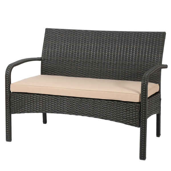 English Elm Christopher Knight Home® - CORDOBA PE Rattan 4-Pc Wicker Chat Set with Cushions, Iron Legs & Waterproof Fabric Comfort Brown+Tan 57458.00