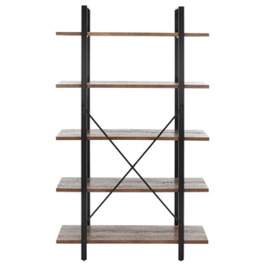 Safavieh Euan 5 Shelf Cross Back Etagere XII23 Rustic Natural/Matte Black Wood/Metal ETG6401A