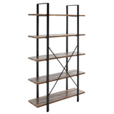 Safavieh Euan 5 Shelf Cross Back Etagere XII23 Rustic Natural/Matte Black Wood/Metal ETG6401A