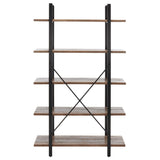 Safavieh Euan 5 Shelf Cross Back Etagere XII23 Rustic Natural/Matte Black Wood/Metal ETG6401A