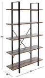 Safavieh Euan 5 Shelf Cross Back Etagere XII23 Rustic Natural/Matte Black Wood/Metal ETG6401A