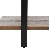 Safavieh Euan 5 Shelf Cross Back Etagere XII23 Rustic Natural/Matte Black Wood/Metal ETG6401A