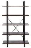 Safavieh Euan 5 Shelf Cross Back Etagere XII23 Cocoa Walnut/Matte Black Wood/Metal ETG6401B