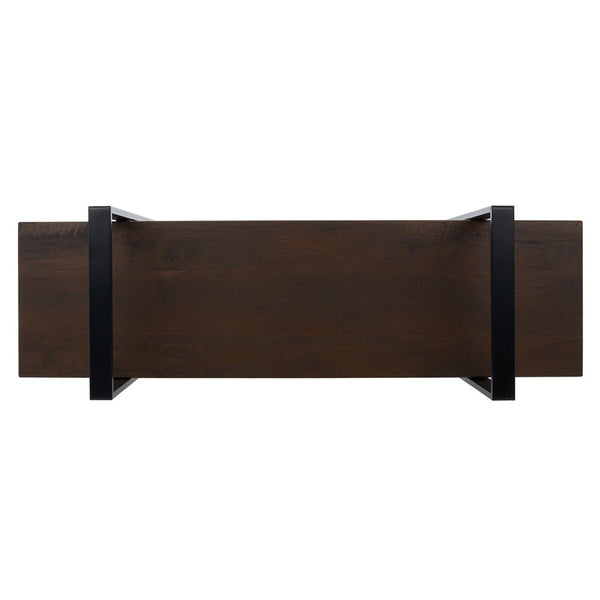 Safavieh Euan 5 Shelf Cross Back Etagere XII23 Cocoa Walnut/Matte Black Wood/Metal ETG6401B