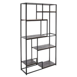 Safavieh Rege 7 Shelf Etagere XII23 Matte Black Wood/Metal ETG6402C