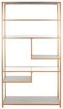 Safavieh Roiya 6 Shelf Etagere XII23 Beige/Gold/Glass Wood/Metal/Glass ETG6403A