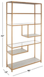 Safavieh Roiya 6 Shelf Etagere XII23 Beige/Gold/Glass Wood/Metal/Glass ETG6403A