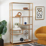 Safavieh Roiya 6 Shelf Etagere XII23 Beige/Gold/Glass Wood/Metal/Glass ETG6403A