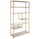 Safavieh Roiya 6 Shelf Etagere XII23 Beige/Gold/Glass Wood/Metal/Glass ETG6403A