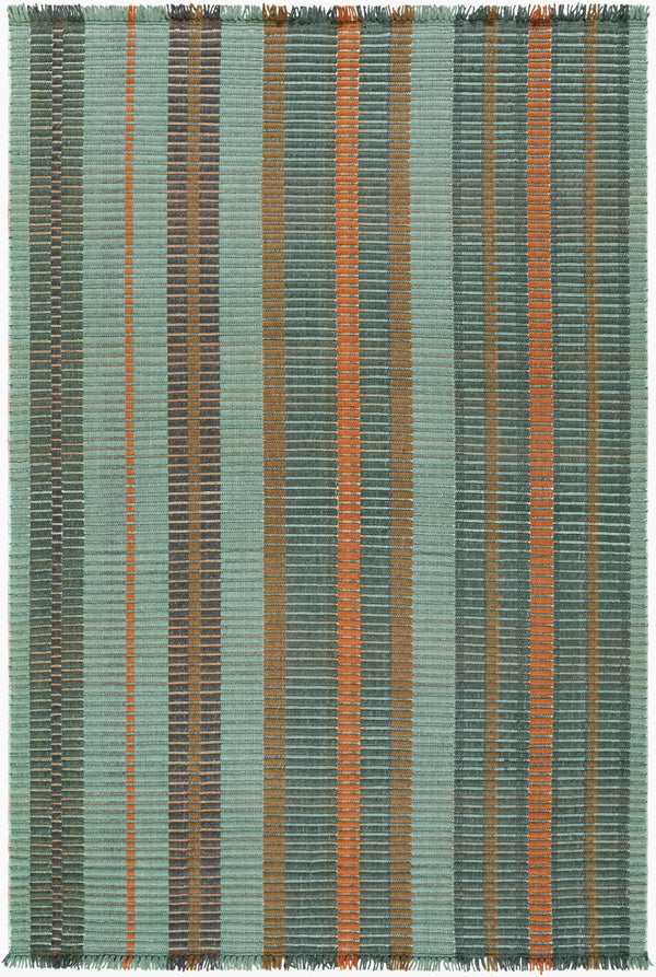 Livabliss Ethos Hand Woven French Country Wool Cotton Fringe Accent Rug for Entryway or Bedroom Sage, Burnt Ora 2' x 3' ETH2300-23