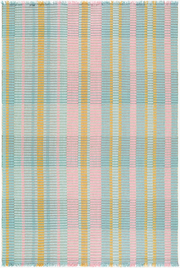 Livabliss Ethos Hand Woven Wool Cotton Accent Rug French Country Fringe for Entryway or Bedroom Seafoam, Blush 9' x 12' ETH2301-912