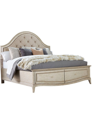 A.R.T. Furniture Starlite King Upholstered Panel Bed With Glamorous Storage, Button Tufted Headboard & Curved Design Silver, Silver Parawood Solids,Primavera Veneer,Foam,Fabric,Metal 406166-2227s2
