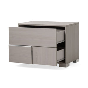 VIG Furniture Ethan Italian-Made Grey Nightstand With Soft-Close Drawers, Stainless Steel Feet, Modern Paneled Design VGACETHAN-NS