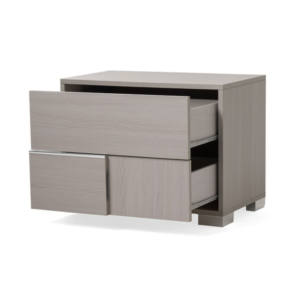 VIG Furniture Ethan Italian-Made Grey Nightstand With Soft-Close Drawers, Stainless Steel Feet, Modern Paneled Design VGACETHAN-NS