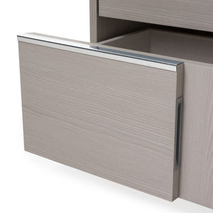 VIG Furniture Ethan Italian-Made Grey Nightstand With Soft-Close Drawers, Stainless Steel Feet, Modern Paneled Design VGACETHAN-NS