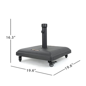 English Elm Christopher Knight Home® - WHEELIE Concrete Umbrella Base Square with Stainless Steel Handle, Fits Up to 11ft Umbrellas, Durable Black 60453.00