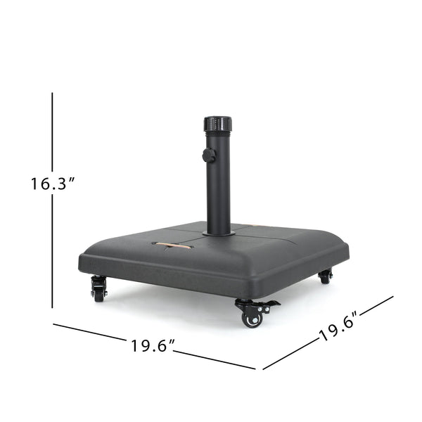 English Elm Christopher Knight Home® - WHEELIE Concrete Umbrella Base Square with Stainless Steel Handle, Fits Up to 11ft Umbrellas, Durable Black 60453.00