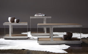 Bernhardt Bernhardt Belvedere End Table Portobello Oak & Antique Pewter Frame — Mid‑Century Modern Accent, 26" 590122