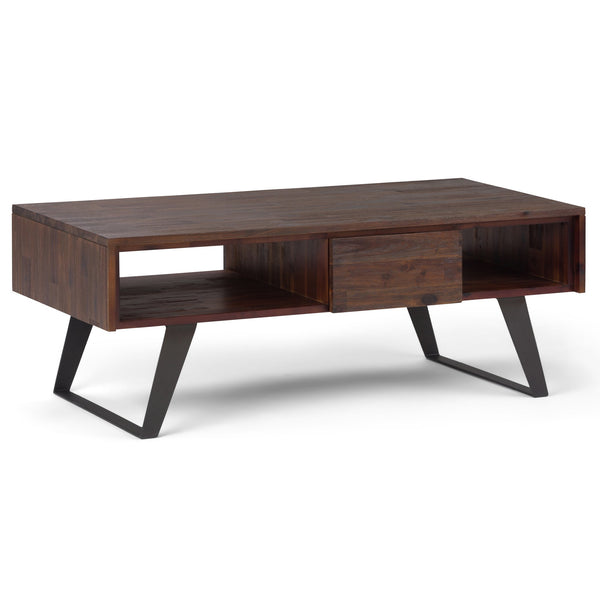 English Elm Lowry Coffee Table - Handcrafted Distressed Charcoal Brown With Modern Industrial Design & Storage B136P158845