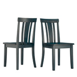 Homelegance By Top-Line Lorren Slat Back Wood Dining Chairs (Set of 2) Blue Rubberwood